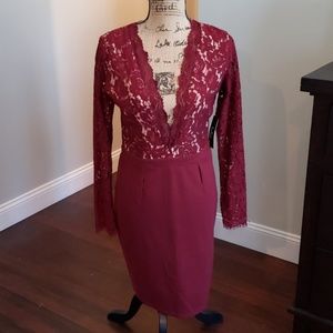 NWT Lulus burgundy lace dress XL